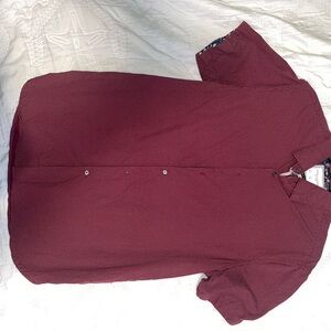 Denim & Flower Burgundy and Navy Patterned Shirt